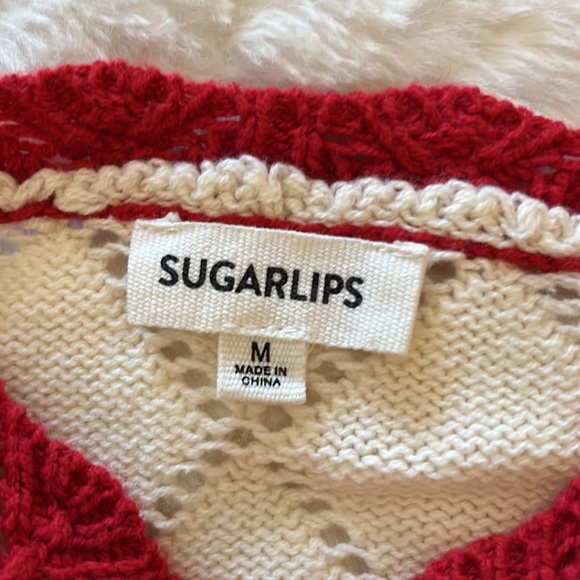 Never worn Cream Sweater tank top with embroidered cherries - Picture 2 of 5